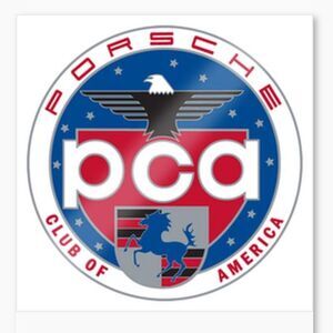 Porsche Club of America Logo inside glass decal Sticker approx 2.25”